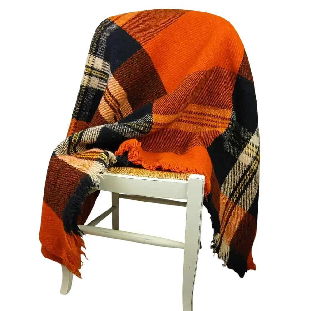 VTG Lambs Wool Tartan Plaid Campfire Blanket – 86